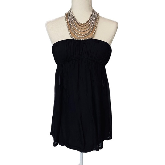 AIDAN MATTOX Dress Size 0 Party Prom Mini Dress Black Pearl Crystal Neckline - Picture 8 of 12